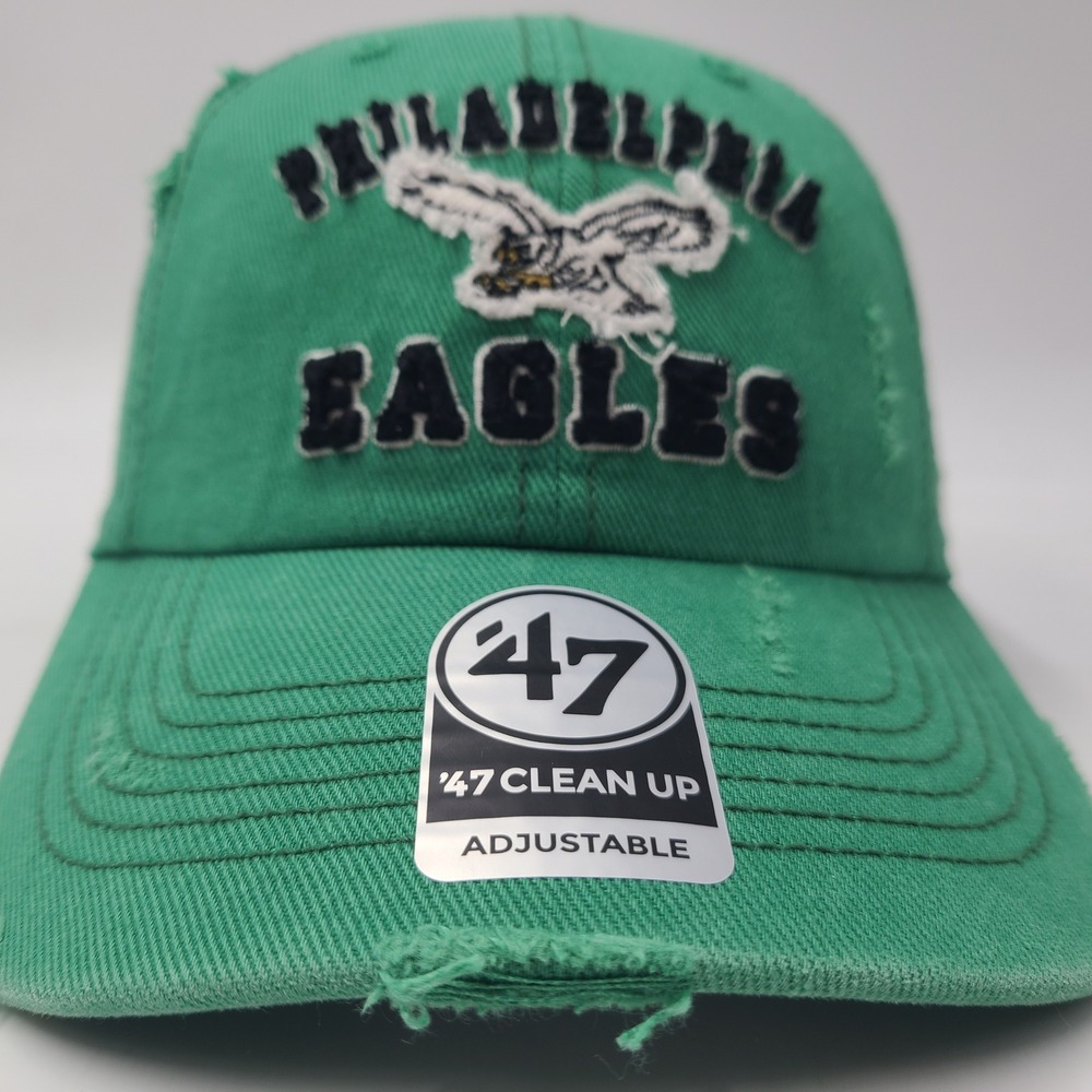 Philadelphia Eagles Hat Strapback 47 Brand Clean Up Green NFL Distressed Men - Picture 2 of 12